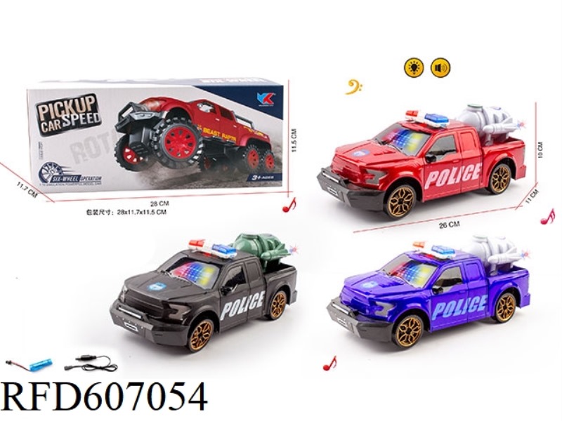 1:16F150 FORD PICKUP ELECTRIC UNIVERSAL MUSIC LIGHT POLICE CAR INCLUDES ELECTRICITY