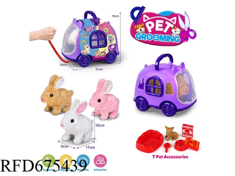 PURPLE LEASH BIKE + ELECTRIC PLUSH RABBIT + ACCESSORIES