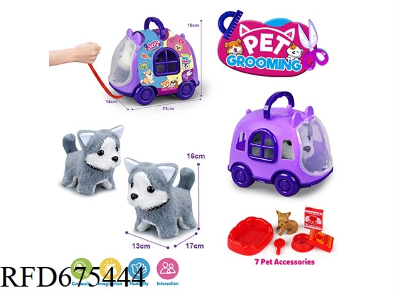 PURPLE LEASH BIKE + ELECTRIC PLUSH HUSKY + ACCESSORIES