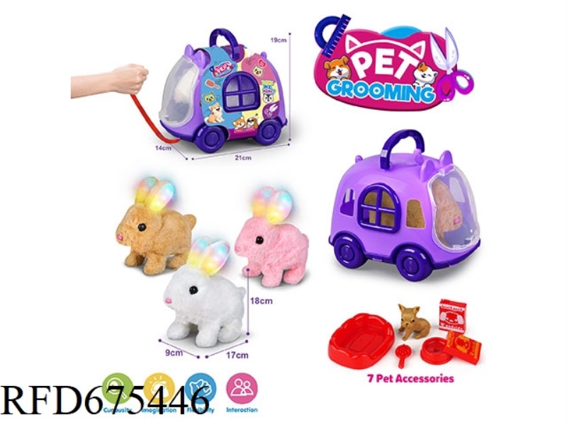 PURPLE ROPE BIKE + ELECTRIC PLUSH LIGHT RABBIT + ACCESSORIES