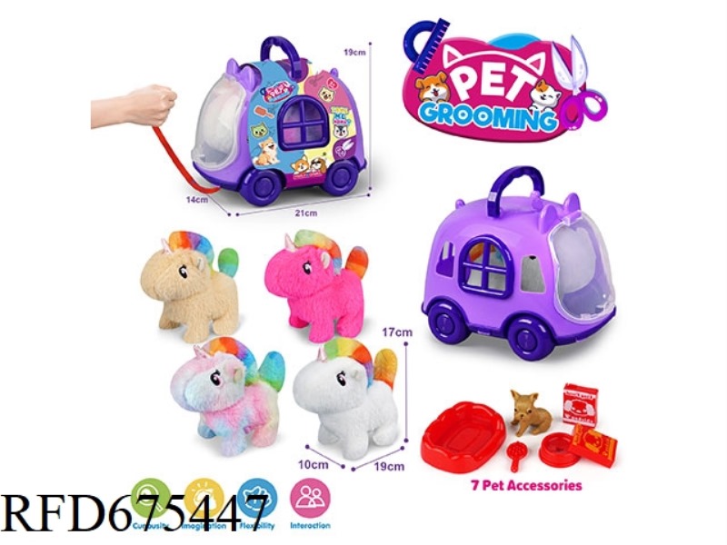 PURPLE LEASH BIKE + ELECTRIC PLUSH UNICORN + ACCESSORIES