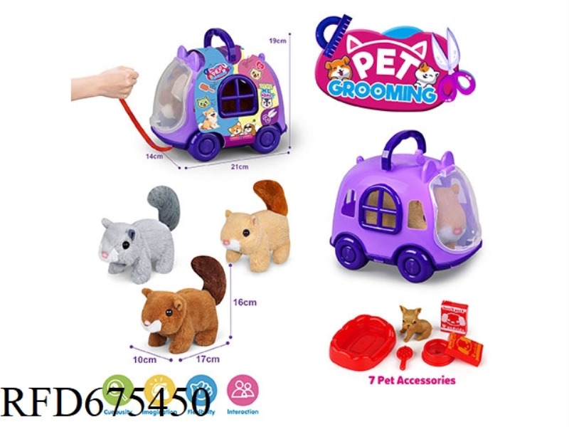 PURPLE LEASH BIKE + ELECTRIC PLUSH SQUIRREL + ACCESSORIES