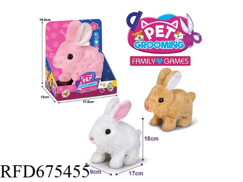 ELECTRIC PLUSH LONG-HAIRED WHITE RABBIT