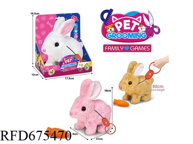 ELECTRIC PLUSH LEASHED RABBIT