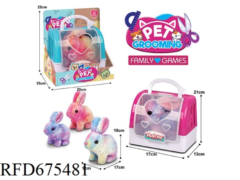 ELECTRIC PLUSH RABBIT + 2-COLOR HAND-HELD CAGE