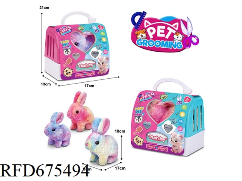ELECTRIC PLUSH RABBIT + 2-COLOR HAND-HELD CAGE