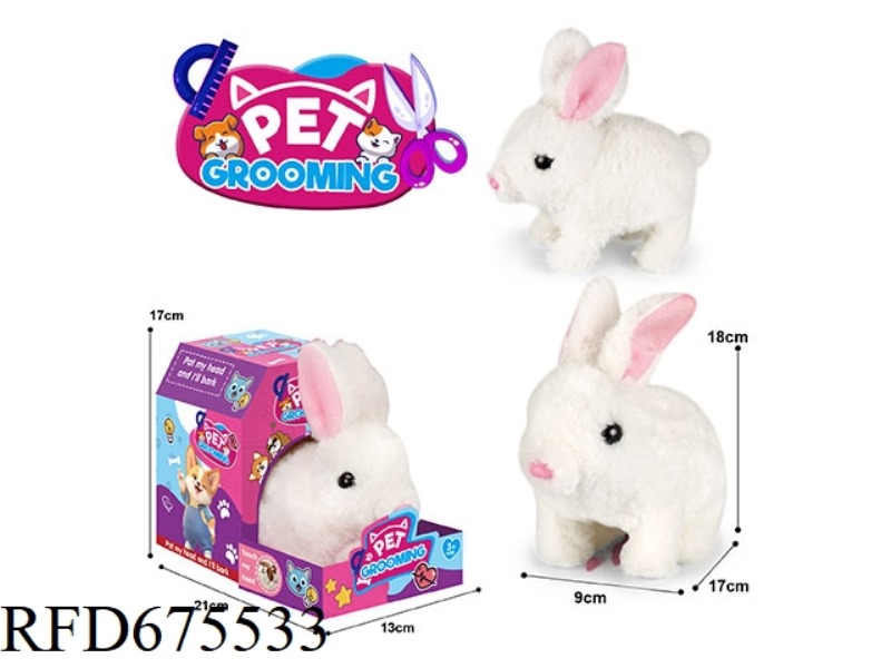 ELECTRIC PLUSH LONG-HAIRED WHITE RABBIT