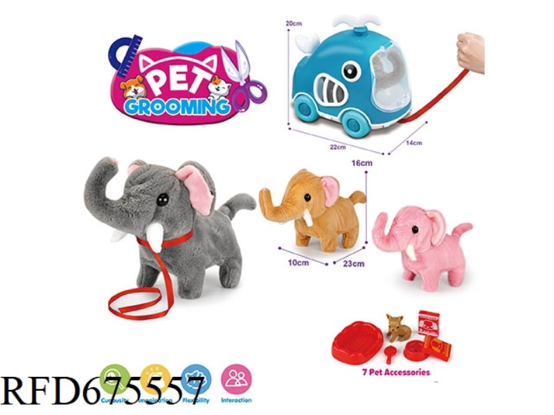 WHALE LEASH ELECTRIC PLUSH ELEPHANT + ACCESSORIES