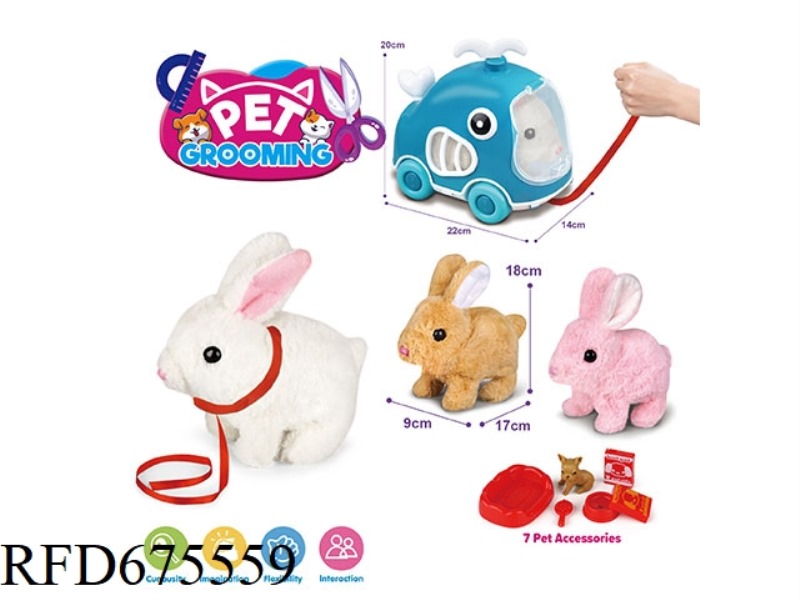 ELECTRIC PLUSH RABBIT FOR WHALE LEASH CART + ACCESSORIES
