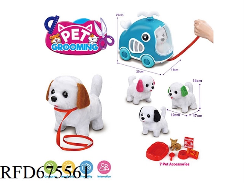 ELECTRIC PLUSH BICHON WHALE LEASH BIKE + ACCESSORIES