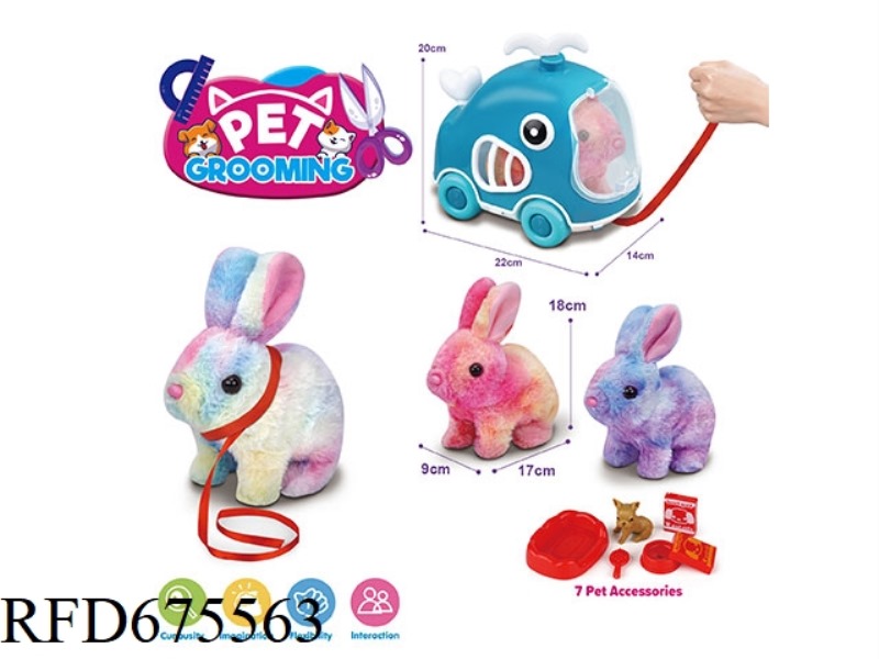 ELECTRIC PLUSH COLORFUL RABBIT FOR WHALE LEASH CART + ACCESSORIES