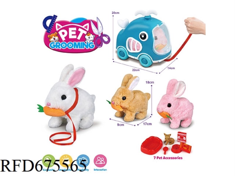 ELECTRIC PLUSH RADISH RABBIT FOR WHALE LEASH CART + ACCESSORIES