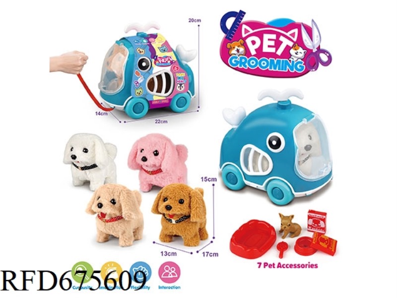 WHALE LEASH BIKE + ELECTRIC PLUSH SOLID-COLOR DOG + ACCESSORIES