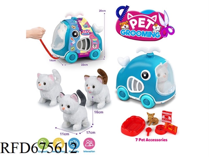 WHALE LEASH CART + ELECTRIC PLUSH CAT + ACCESSORIES