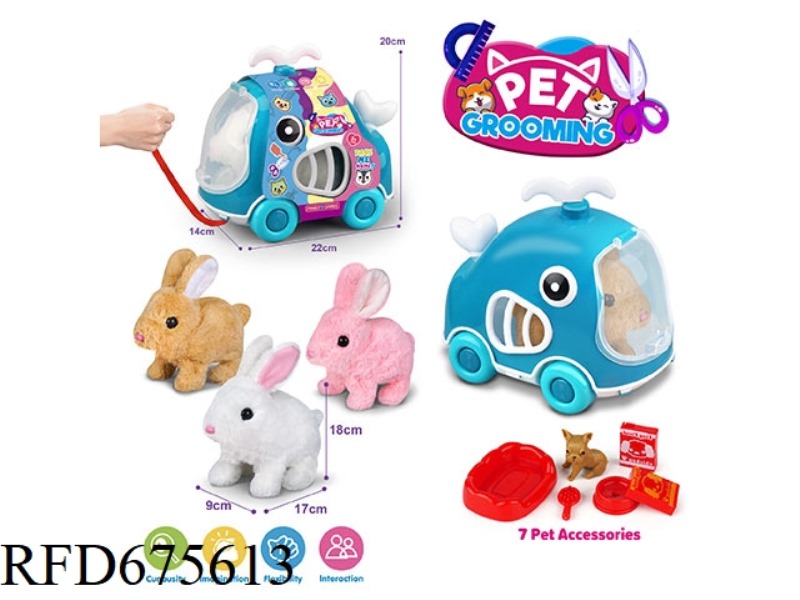 WHALE LEASH CART + ELECTRIC PLUSH RABBIT + ACCESSORIES