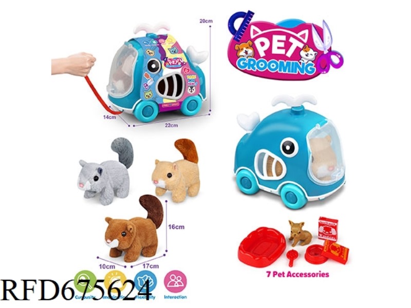 WHALE LEASH CART + ELECTRIC PLUSH SQUIRREL + ACCESSORIES