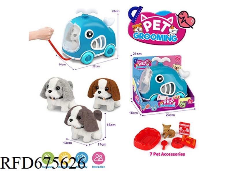 WHALE LEASH BIKE + ELECTRIC PLUSH COLOR-BLOCKING DOG + ACCESSORIES