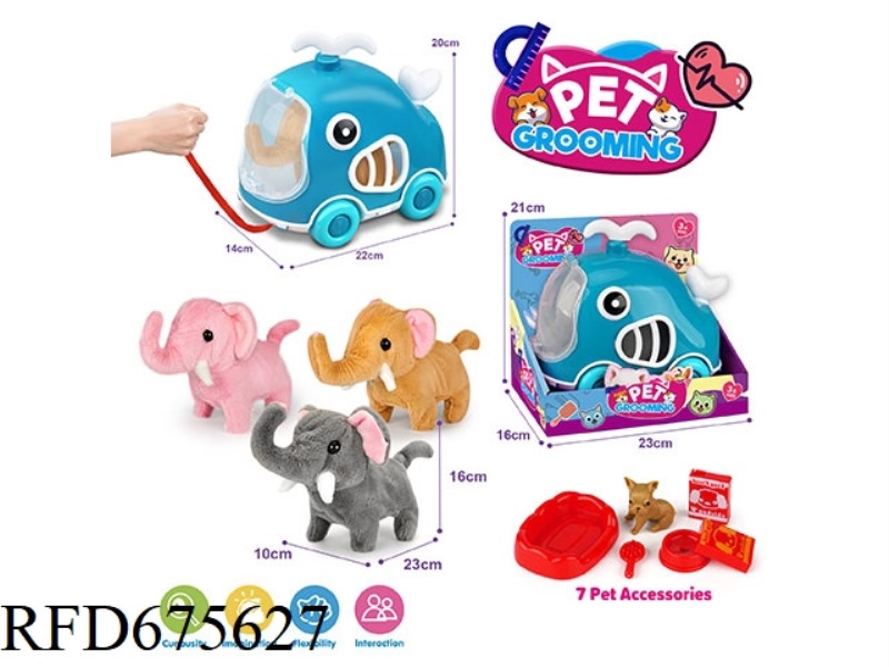WHALE LEASH + ELECTRIC PLUSH ELEPHANT + ACCESSORIES