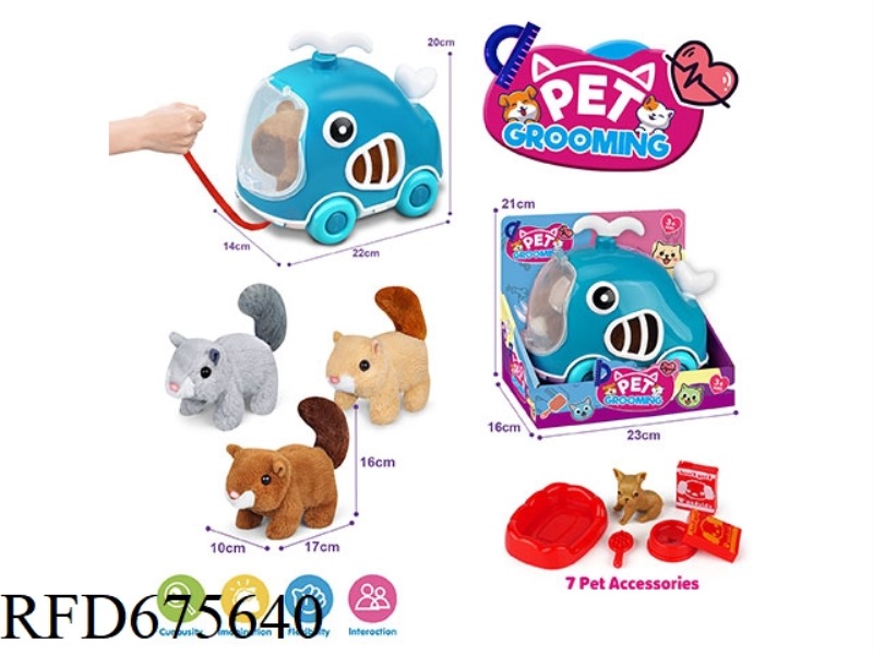 WHALE LEASH CART + ELECTRIC PLUSH SQUIRREL + ACCESSORIES