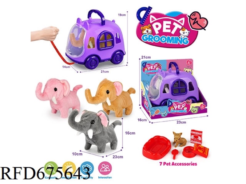 PURPLE LEASH BIKE + ELECTRIC PLUSH ELEPHANT + ACCESSORIES