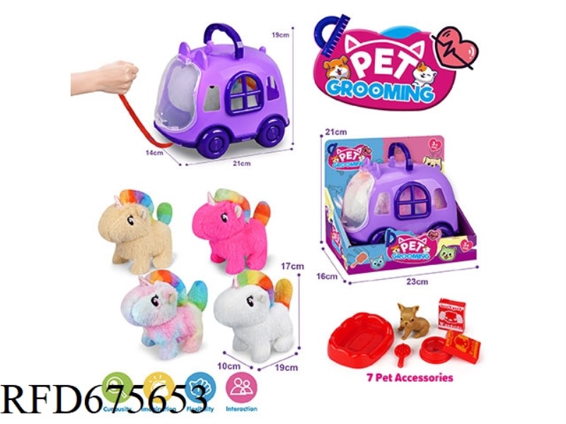 PURPLE LEASH BIKE + ELECTRIC PLUSH UNICORN + ACCESSORIES