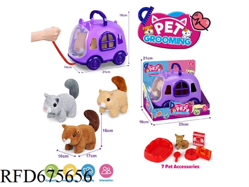PURPLE LEASH BIKE + ELECTRIC PLUSH SQUIRREL + ACCESSORIES