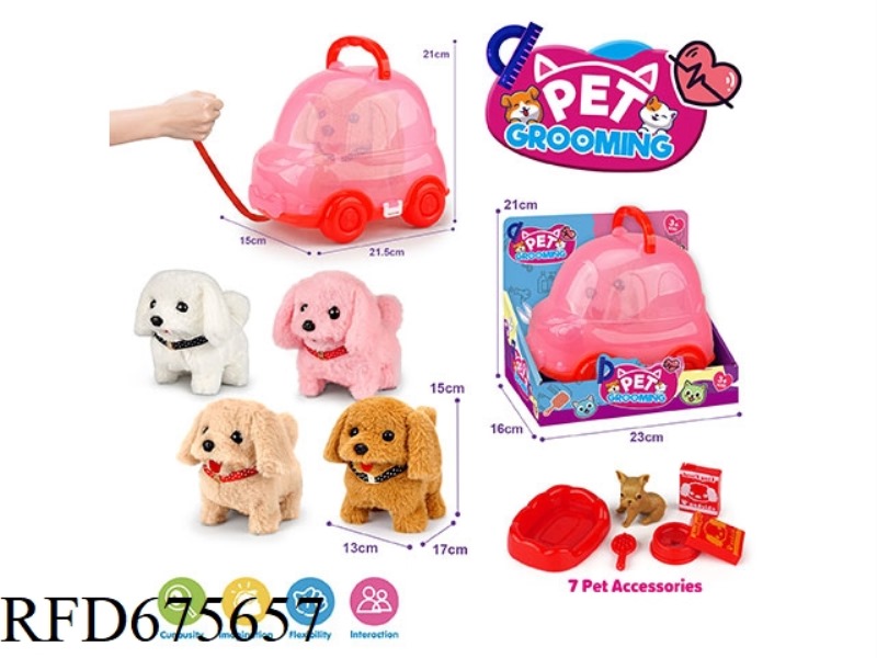 RED LEASH BIKE, SOLID-COLORED DOG + ACCESSORIES