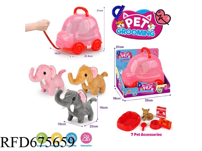 RED DRAWSTRING ELEPHANT + ACCESSORIES