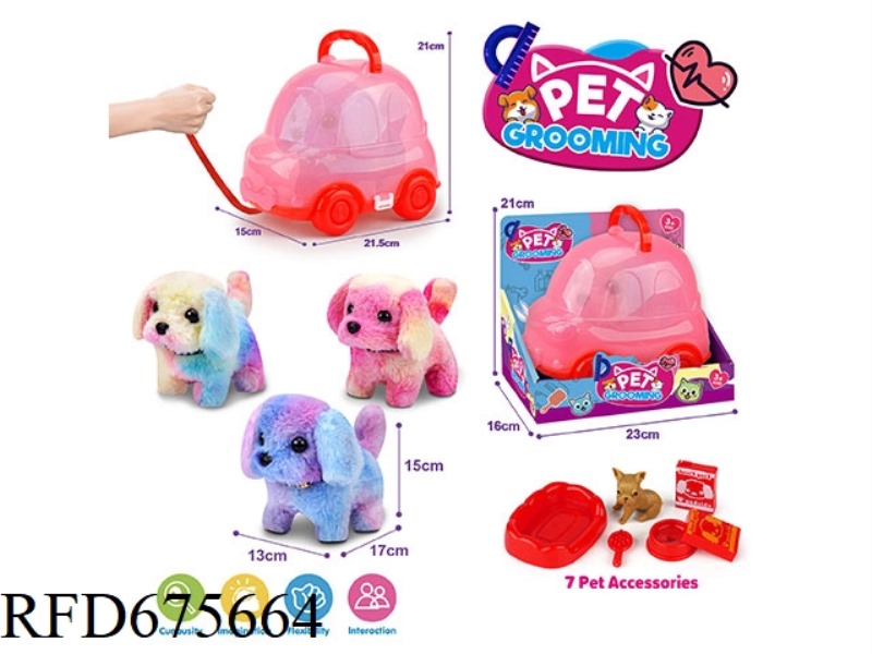 RED LEASH BIKE, COLORFUL DOG + ACCESSORIES
