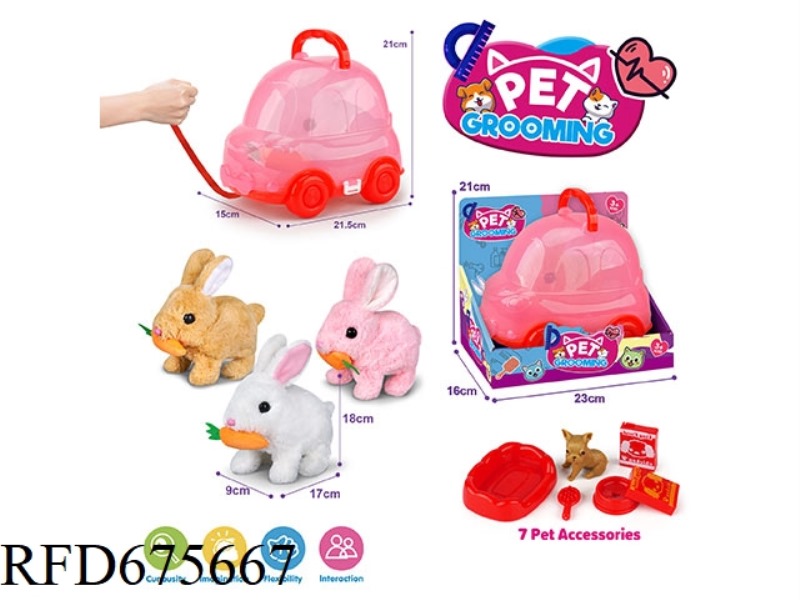 RED ROPE CART RADISH RABBIT + ACCESSORIES