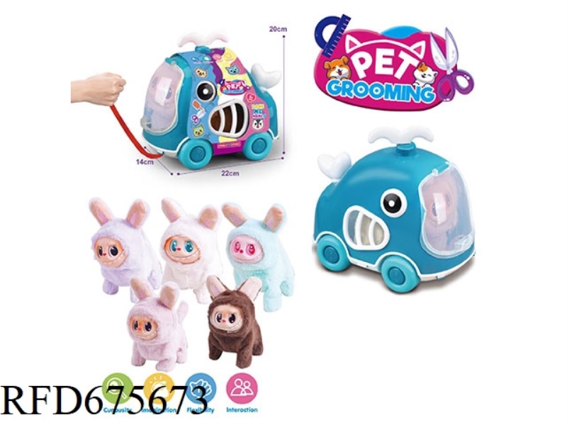 WHALE LEASH CART + ELECTRIC PLUSH PLUSH FABRIC WITH RUBBER COATING (FACE WITH LIGHT)