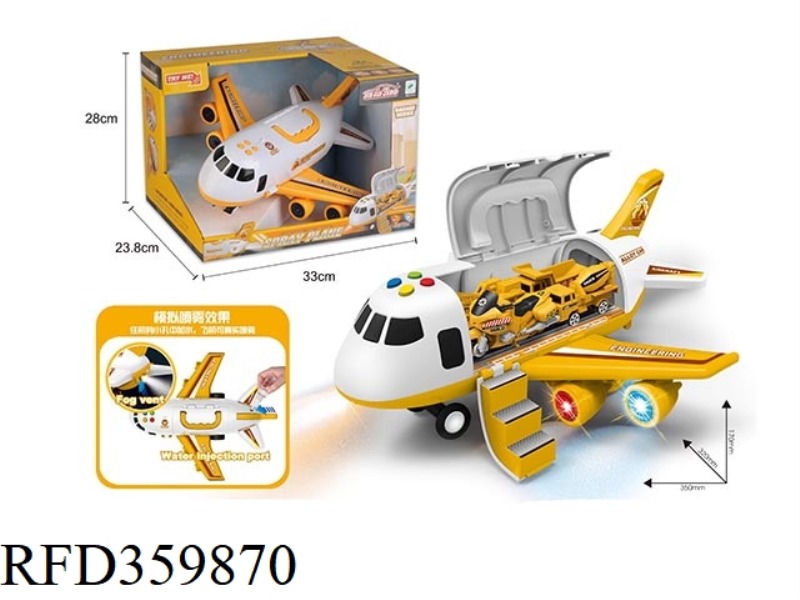 LIGHTS, MUSIC, SPRAY, INERTIAL DEFORMATION ENGINEERING STORAGE AIRCRAFT 35X32X17 (PLUS 1 WATER BOTTL