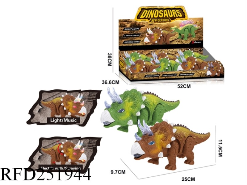 B/O TRICERATOPS WITH LIGHT AND SOUND 6PCS