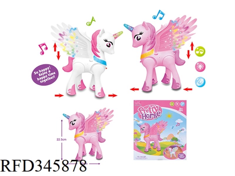 ELECTRIC HORSE WITH WINGS, LIGHT AND MUSIC