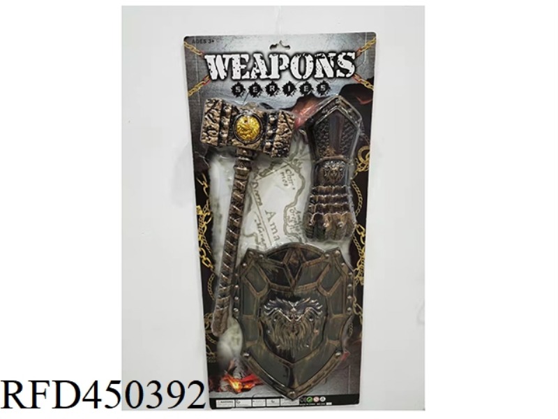 BRONZE WEAPON SET HAMMER+SHIELD+MEDIUM BRACERS