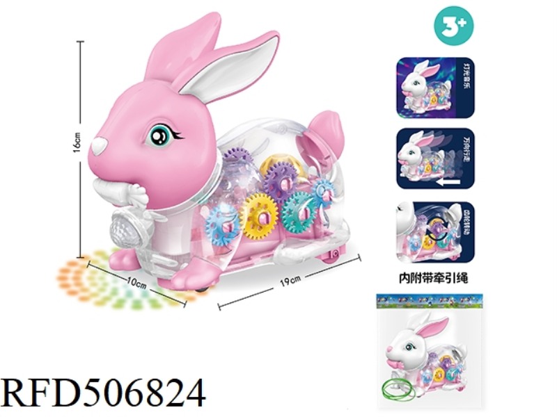 LEAD ROPE ELECTRIC UNIVERSAL GEAR RABBIT WITH LIGHTS AND MUSIC