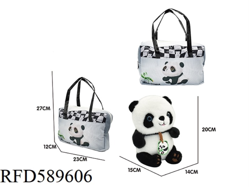 20 CM SITTING POSITION PANDA PLUSH TOY + HANDBAG