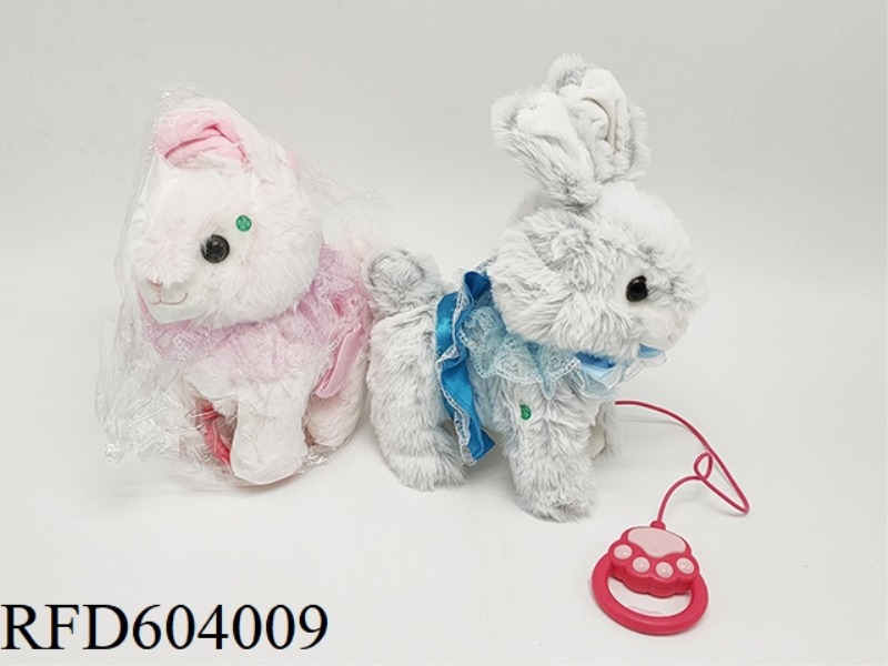 ELECTRIC PLUSH MUSIC WALKING RABBIT WITH ROPE