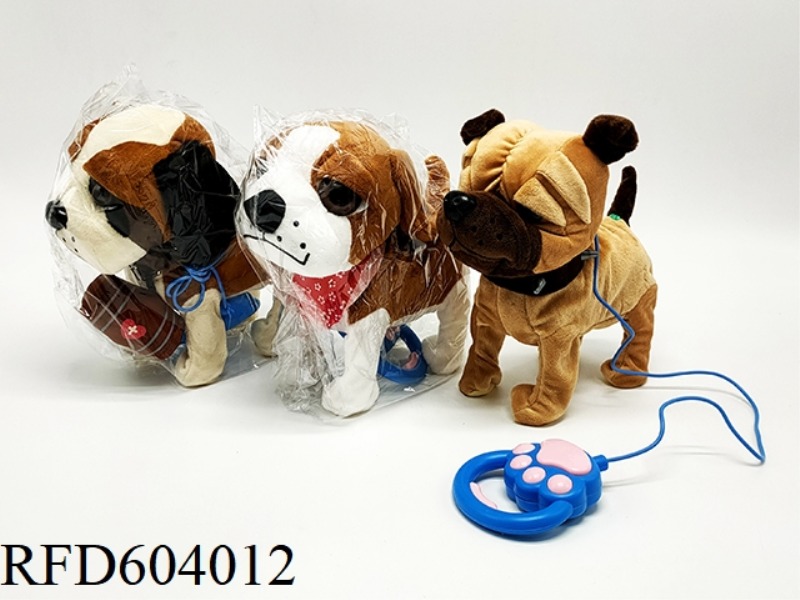 ELECTRIC PLUSH MUSIC WALKING SHARPIE DOG WITH ROPE
