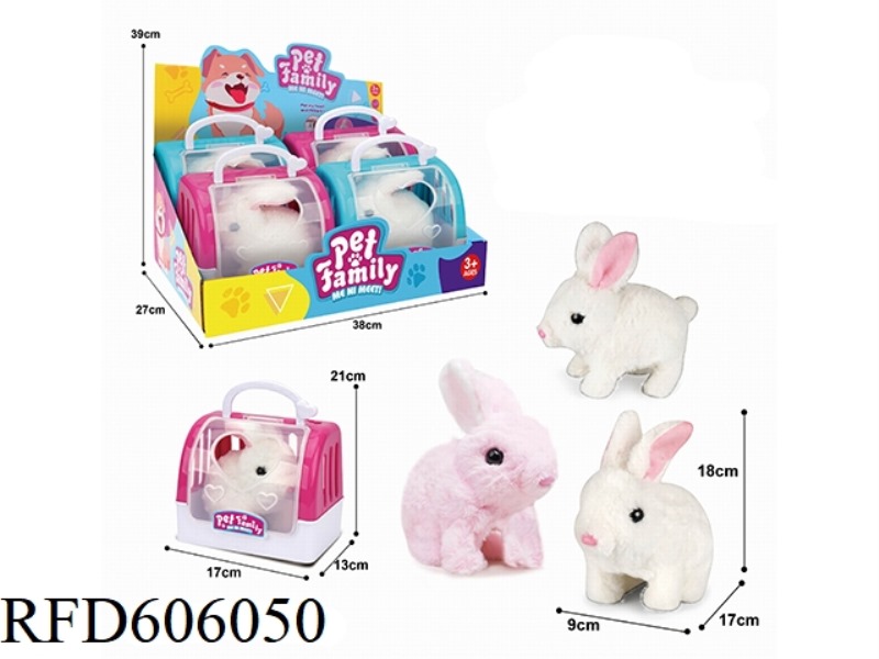ELECTRIC PLUSH WALKING RABBIT + 4PCS PORTABLE CARRIER