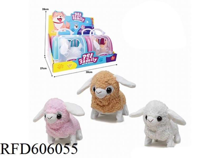 ELECTRIC PLUSH WALKING SHEEP + CARRIER 4PCS