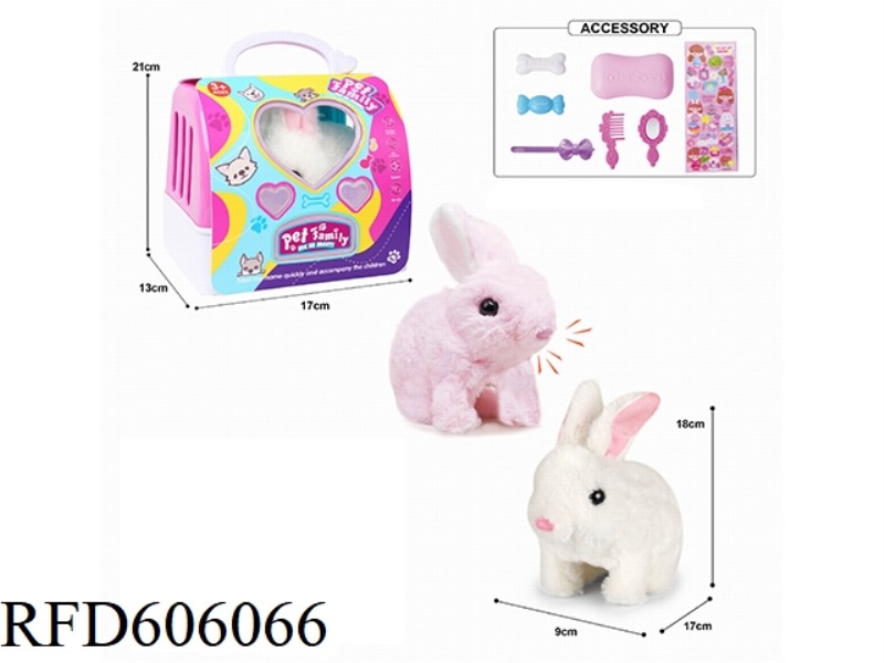 PORTABLE ELECTRIC PLUSH WALKING RABBIT + SMALL ACCESSORIES