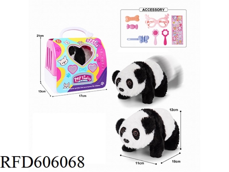 PORTABLE ELECTRIC PLUSH WALKING PANDA + SMALL ACCESSORIES