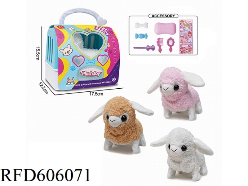 PORTABLE ELECTRIC PLUSH WALKING SHEEP + SMALL ACCESSORIES