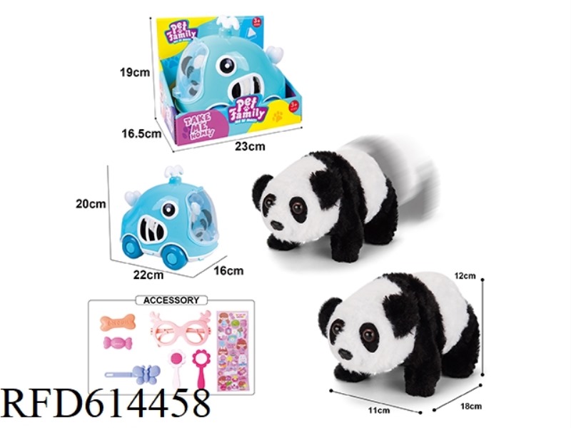 ELECTRIC PLUSH WALKING PANDA + WHALE CAGE + SMALL ACCESSORIES