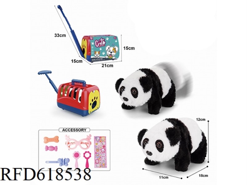 ELECTRIC PLUSH WALKING PANDA + CARRIER + ACCESSORIES