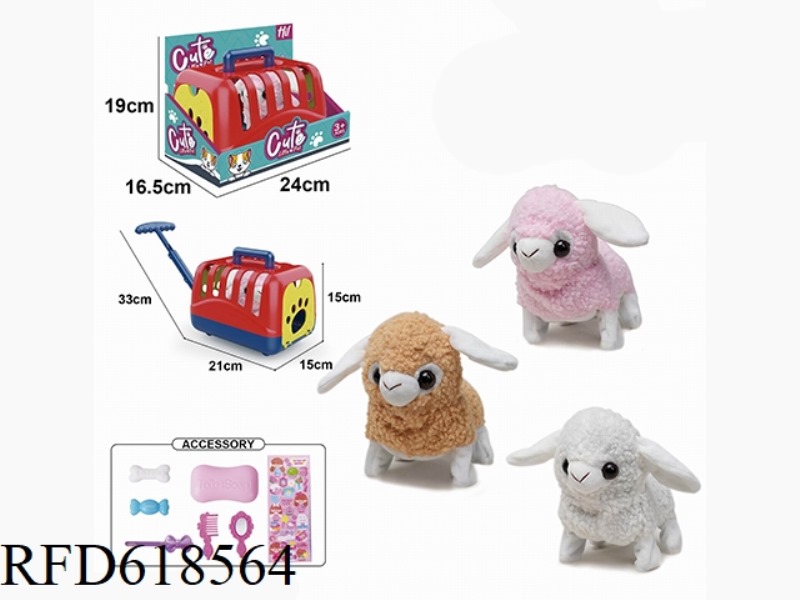 ELECTRIC PLUSH WALKING LAMB + HAND CAGE + ACCESSORIES