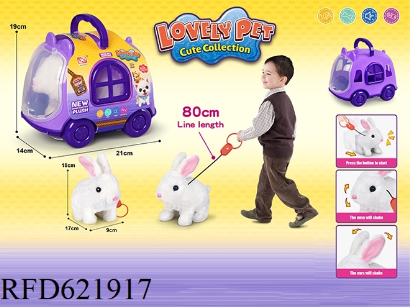 ROPE PLUSH ELECTRIC RABBIT + CAGE