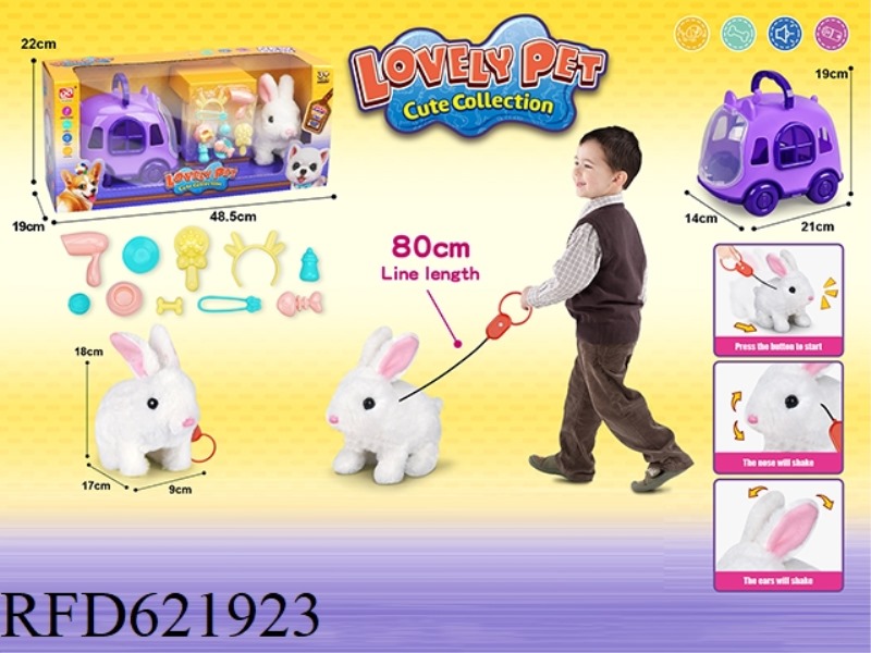 ROPE PLUSH ELECTRIC RABBIT + CAGE