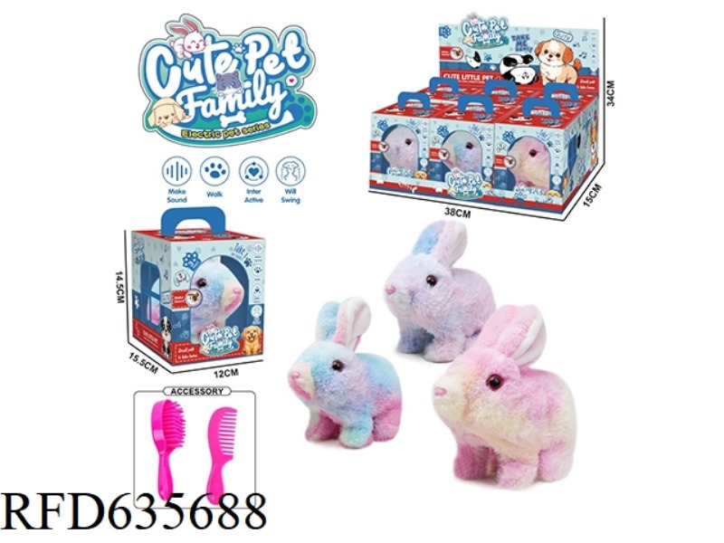 ELECTRIC WALKING PLUSH RABBIT TOY+ACCESSORIES 6PCS/DB